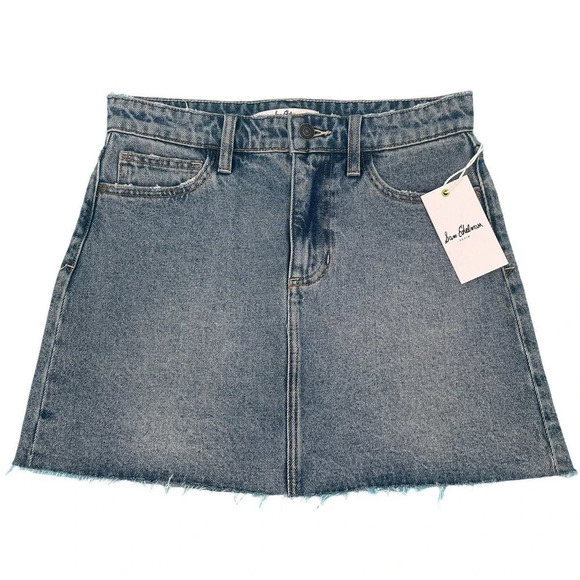 Sam Edelman The Jenny Denim Jean Mini Skirt Raw Hem Size 2/26 - Picture 7 of 7